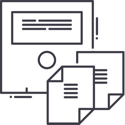 duplicate data storage icon linear isolated vector image