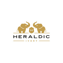 elephant coat arms logo icon Vector Image