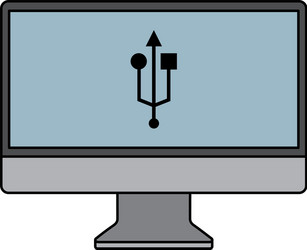 Monitor computer usb app button screen vector
