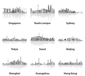 singapore kuala lumpur sydney tokyo seoul beijing Vector Image
