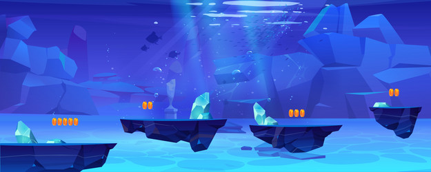 underwater game level map with floating platform vector image