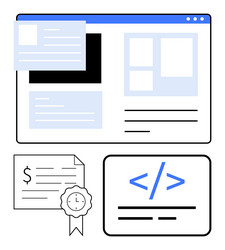 web development process with code certification vector image