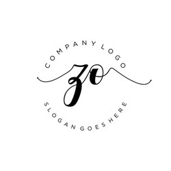 Initial zo handwriting logo with circle template Vector Image