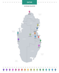qatar map with location pointer marks infographic vector image