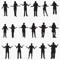 Shrugging Silhouettes - People Asking Questions Vector Image