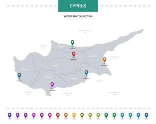 cyprus map with location pointer marks vector image