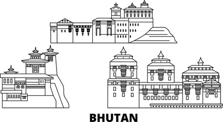 Bhutan Skyline Outline Vector Image
