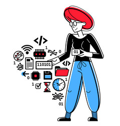 computer engineer in work outline programmer vector image