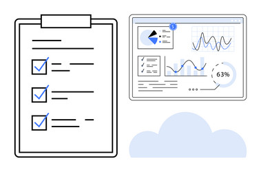 data dashboard and checklist representing vector image