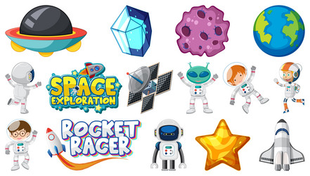 isolated fantasy space game objects and elements vector image