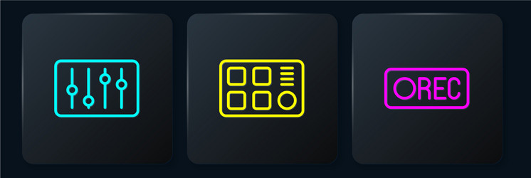 set line sound mixer controller record button vector image