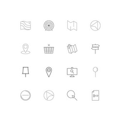 maps and navigation linear thin icons set vector image