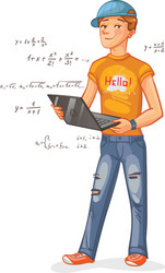 programmer with a laptop vector image