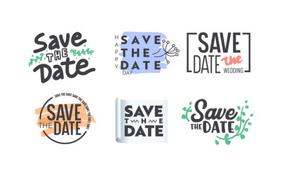 Save date icons or banners set with typography vector