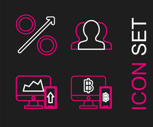 set line computer monitor with mobile phone vector image