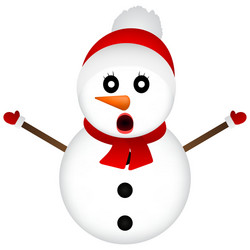 surprised snowman on a white background standing vector