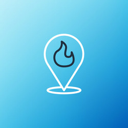 line map pointer with fire flame icon isolated vector image