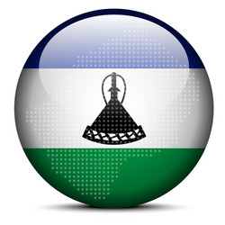 map with dot pattern on flag button of lesotho vector image