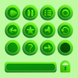 mobile green elements for ui game - a set of play vector image