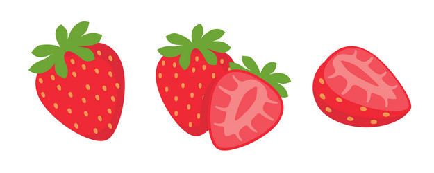 Strawberry sweet red fruit cut in half Royalty Free Vector