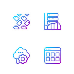 Set line browser files cloud technology data vector