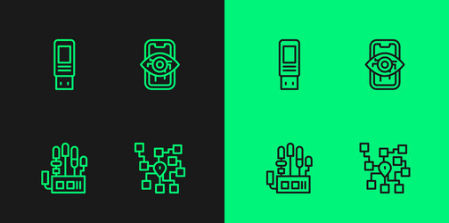 set line neural network mechanical robot hand vector image