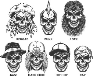 Subculture Skull Collection Vector Image