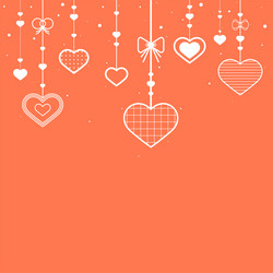 hanging hearts cute colorful pink background vector