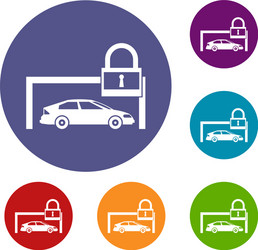 Car and padlock icons set vector