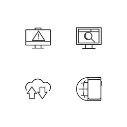 cyber security linear icons set simple outline vector image