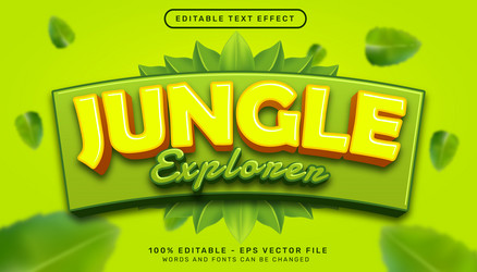 Jungle explorer 3d text effect and editable vector