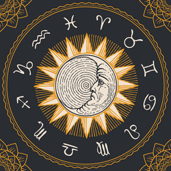 Zodiac Circle - Retro Horoscope Vector Image