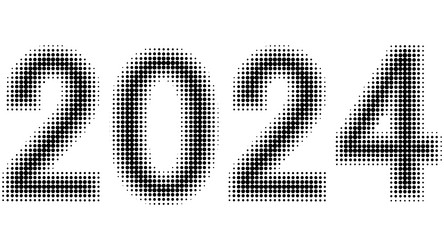 2024 new year halftone number font effect vector