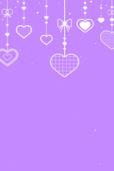 Dangling hearts purple background vector