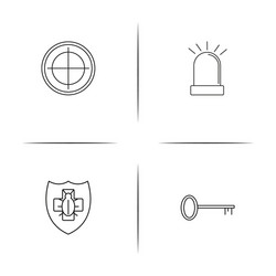 Internet security simple linear icons set vector