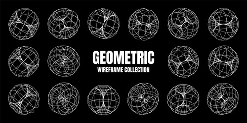 wireframe lined shapes perspective mesh 3d grid vector image