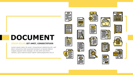 Document paper file business page landing header vector