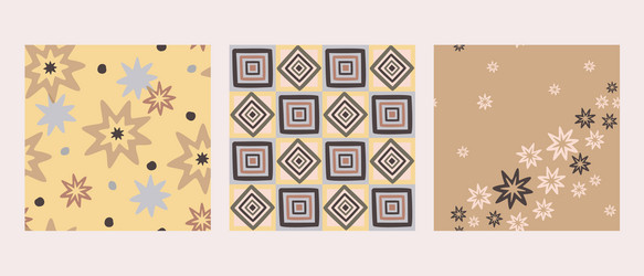 set of three abstract seamless patterns vector