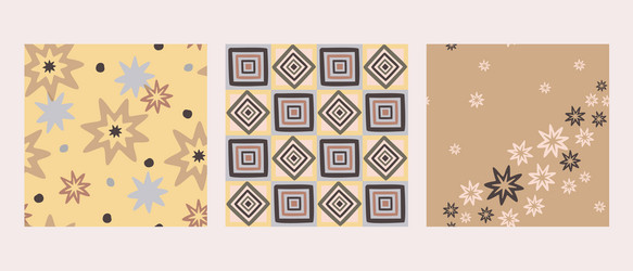 Set of three abstract seamless patterns vector