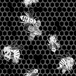 Graphic seamless pattern bees crawling vector