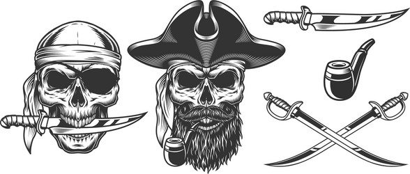 Pirate Skull Collection Vector Image