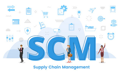 scm supply chain management concept with big vector