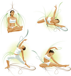 Woman in Yoga Poses Vector Image