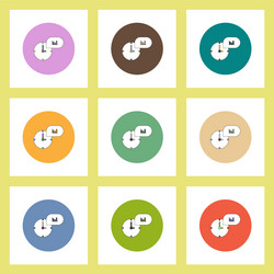 flat icons set of column chart and clock concept vector