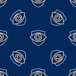 line shield and eye icon isolated seamless pattern vector image
