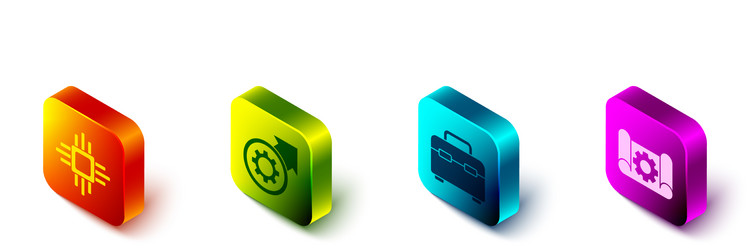 set isometric processor with microcircuits cpu vector image