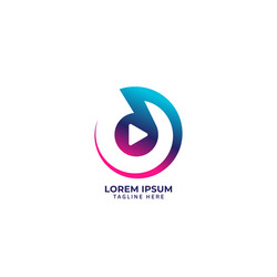 circular musical note with play button isolated vector image