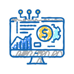 fintech chart researching on computer display icon vector image
