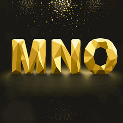 golden lowpoly font from m to o vector