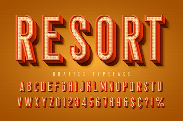 good vibes retro typeface 3d display font placard vector image